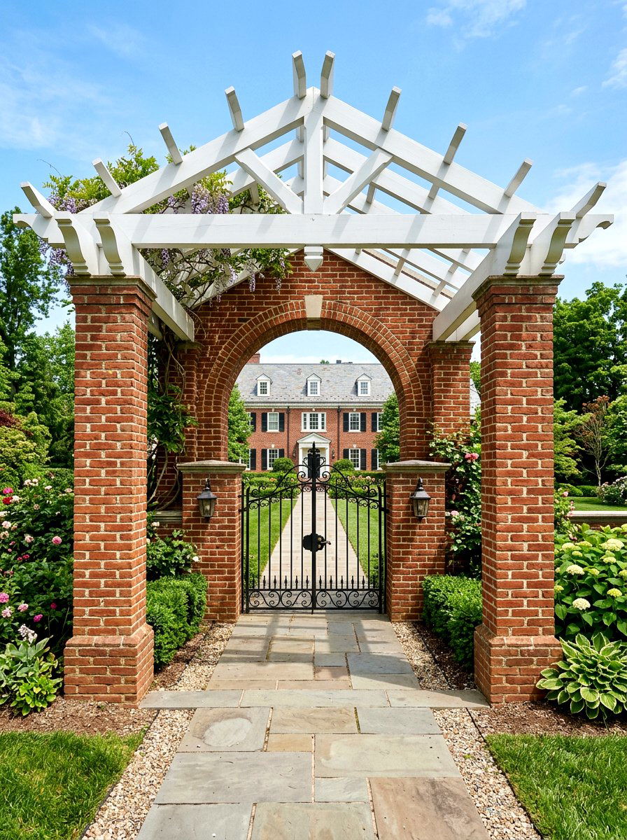 Brick Entry Arbor - 30 front arbor ideas