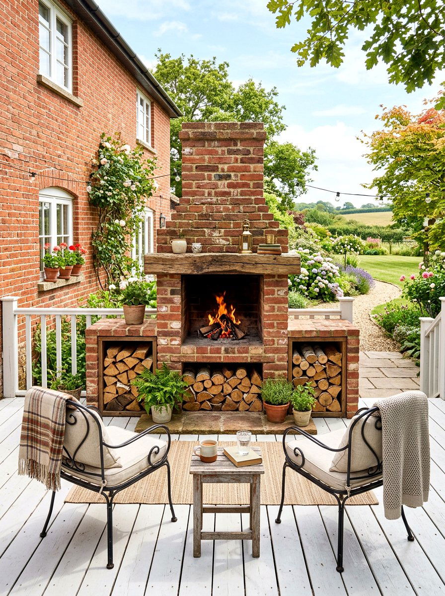Brick Farmhouse Patio Fireplace - 30 patio fireplace ideas
