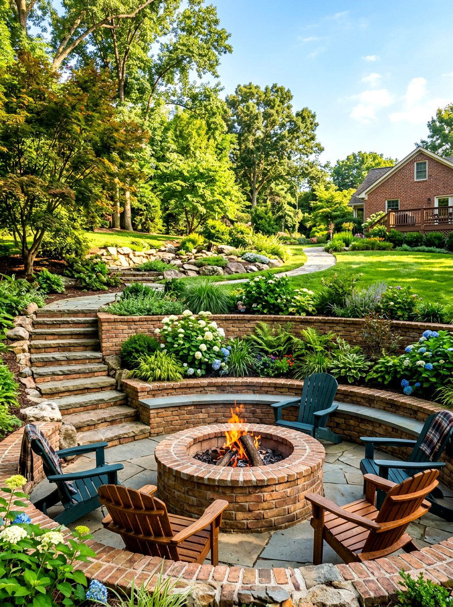 Brick Fire Pit For Sloped Yard - 30 brick fire pit ideas