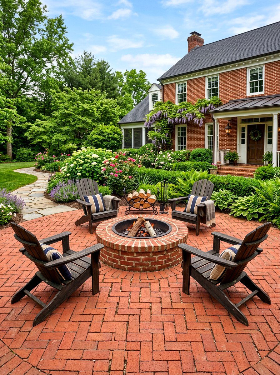 Brick Fire Pit Patio - 30 adirondack fire pit circle ideas