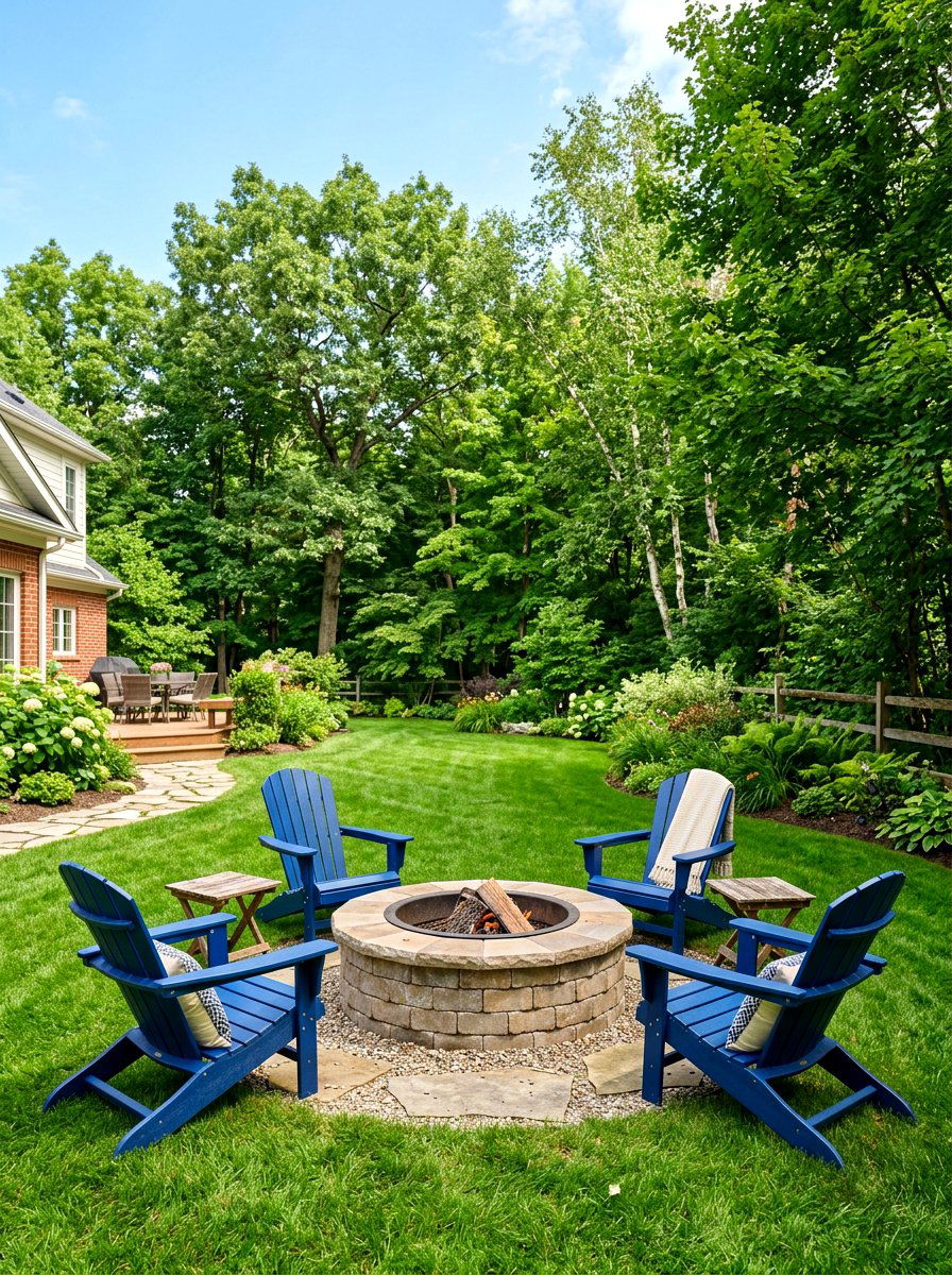 Brick Fire Pit With Adirondack Chairs - 30 brick fire pit ideas