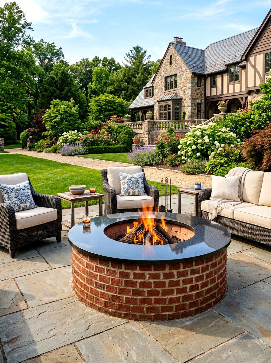 Brick Fire Pit With Granite Top - 30 brick fire pit ideas