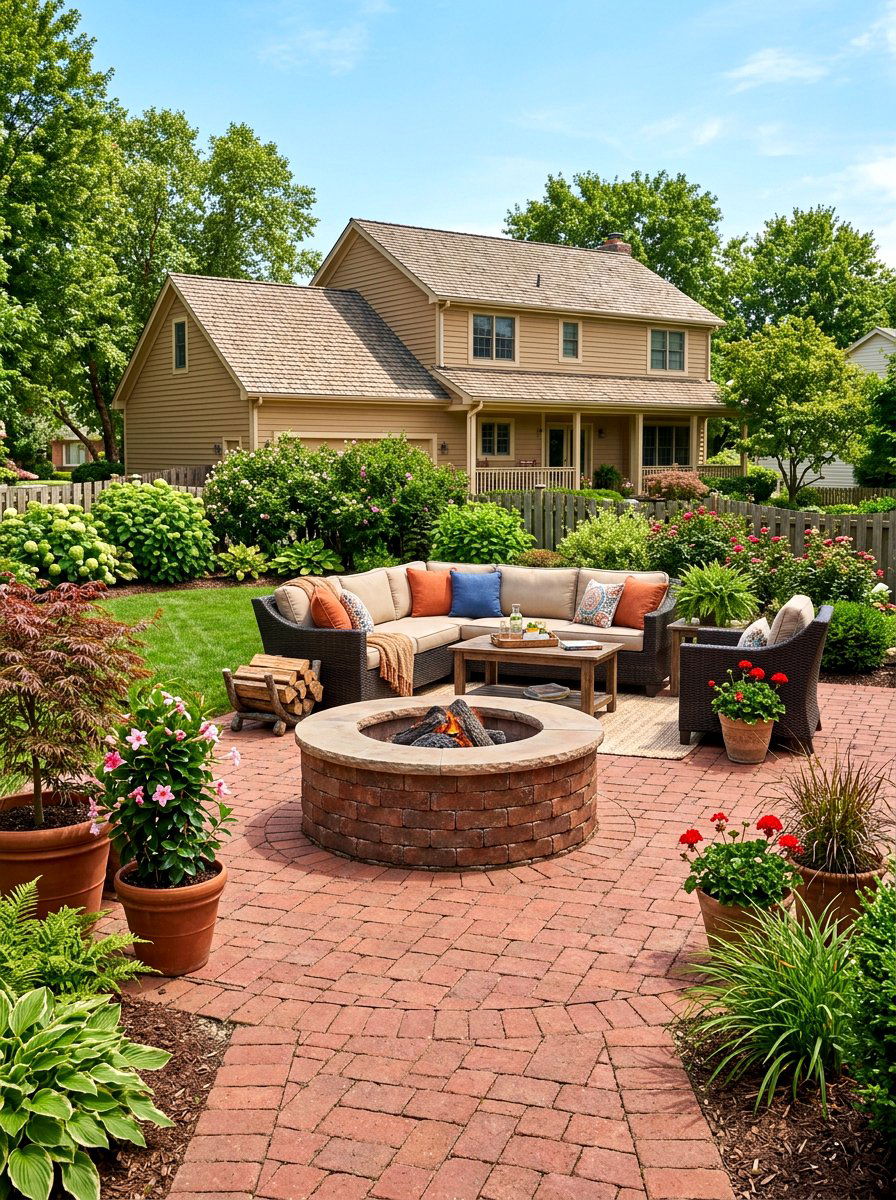 Brick Fire Pit With Paver Patio - 30 brick fire pit ideas