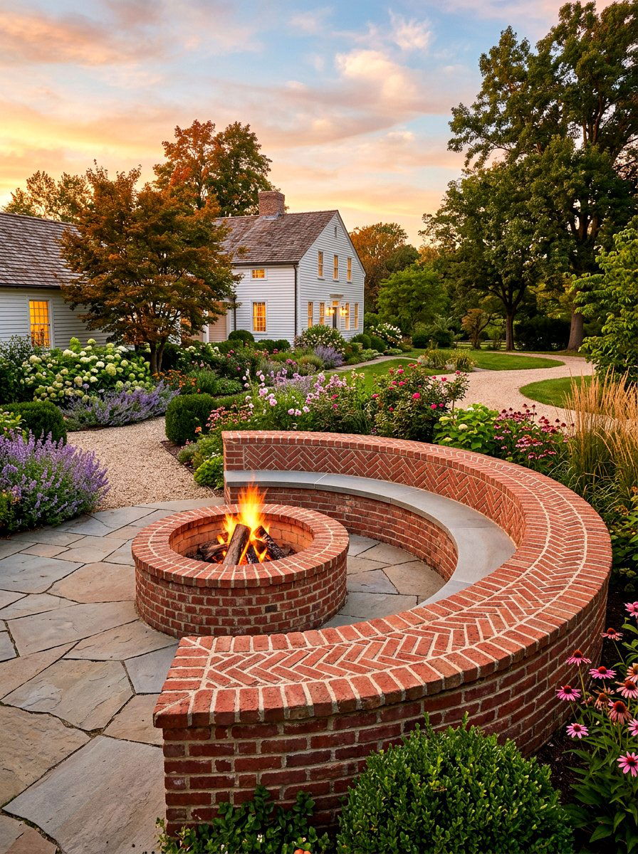Brick Fire Pit With Seat Wall - 30 seat wall fire pit ideas