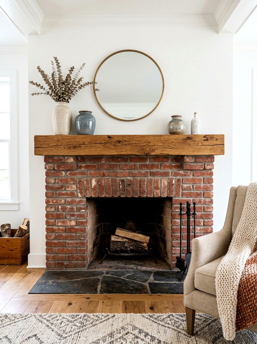Brick Fireplace With Wood Mantel - 30 brick fireplace ideas