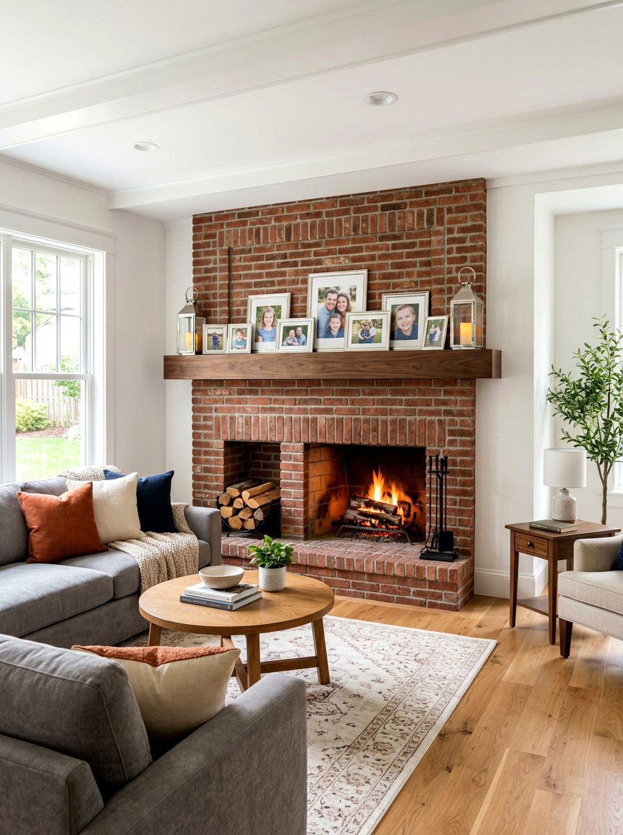 Brick Fireplace With Wood Shelf - 30 traditional fireplace mantel ideas