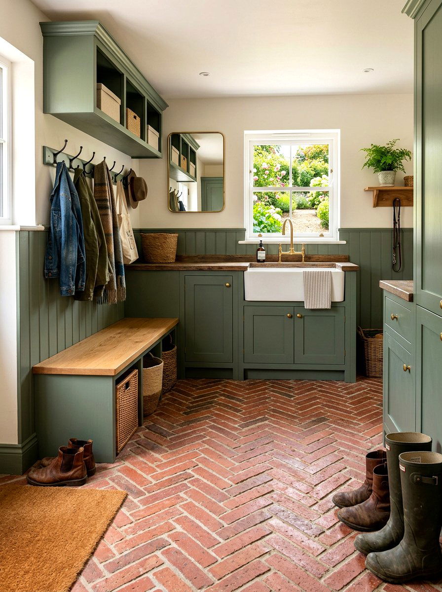 Brick Floor Mudroom Layout - 30 mudroom laundry sink ideas