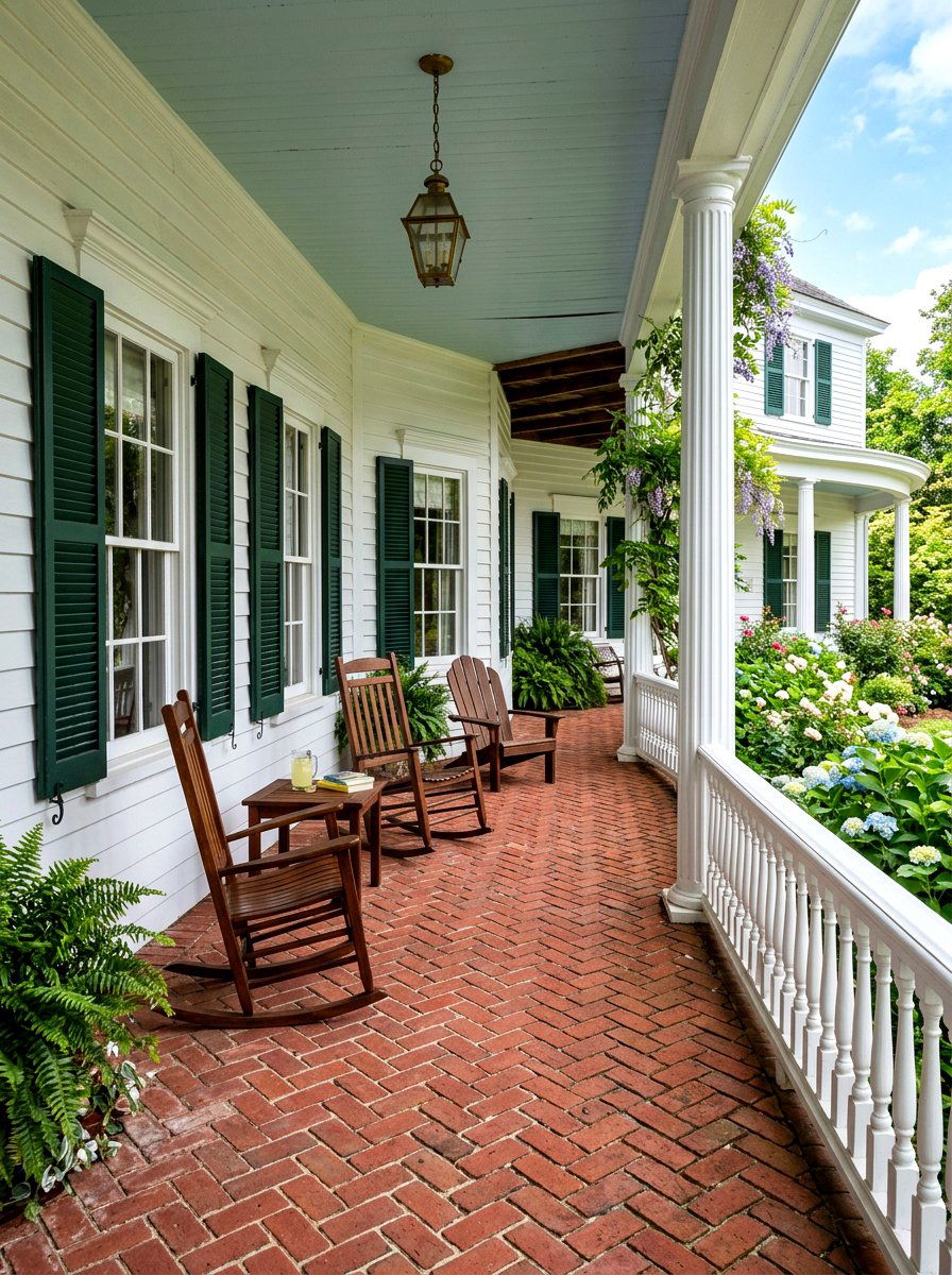 Brick Floor Wraparound Porch - 30 wraparound porch ideas