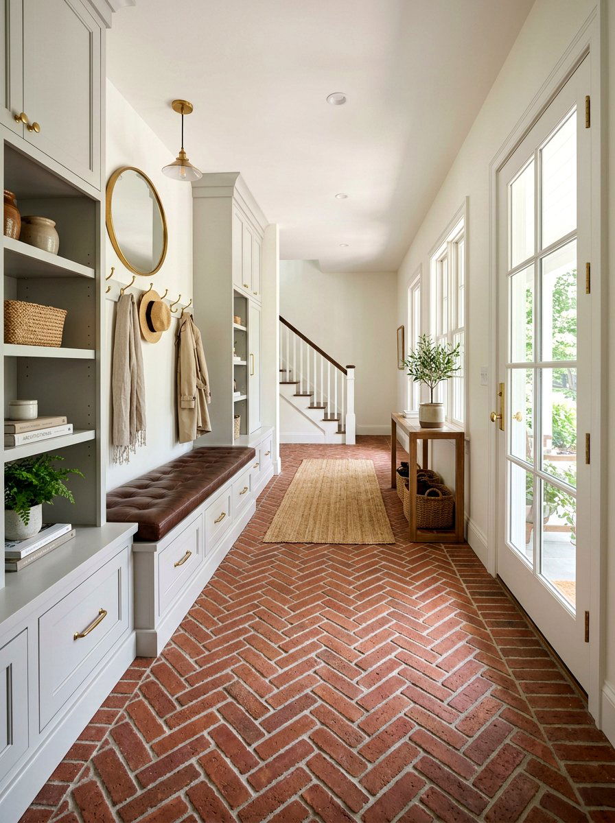 Brick Flooring Entryway - 30 English mudroom ideas