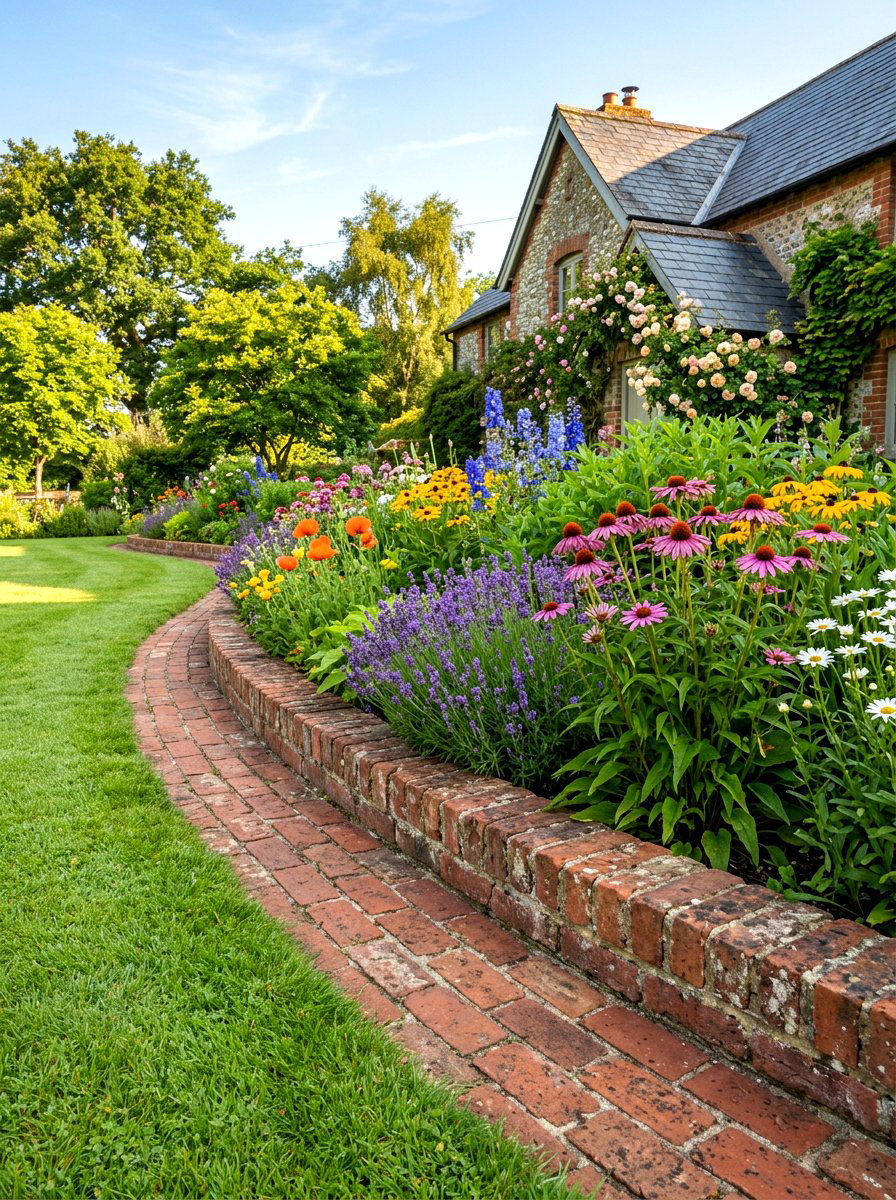 Brick Garden Edging - 30 flower bed edging ideas