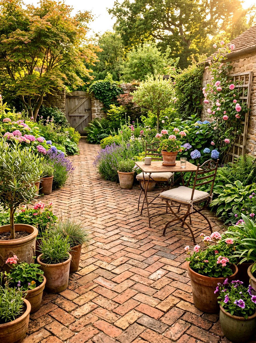 Brick Garden Patio - 30 sensory backyard garden ideas