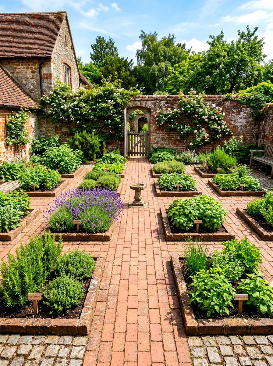 Brick Herb Garden - 30 courtyard herb garden ideas