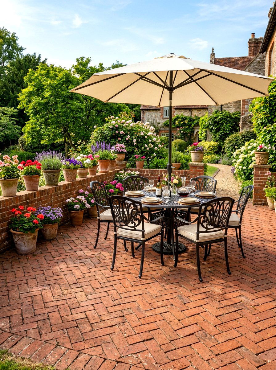 Brick Herringbone Patio - 30 no grass backyard luxury ideas