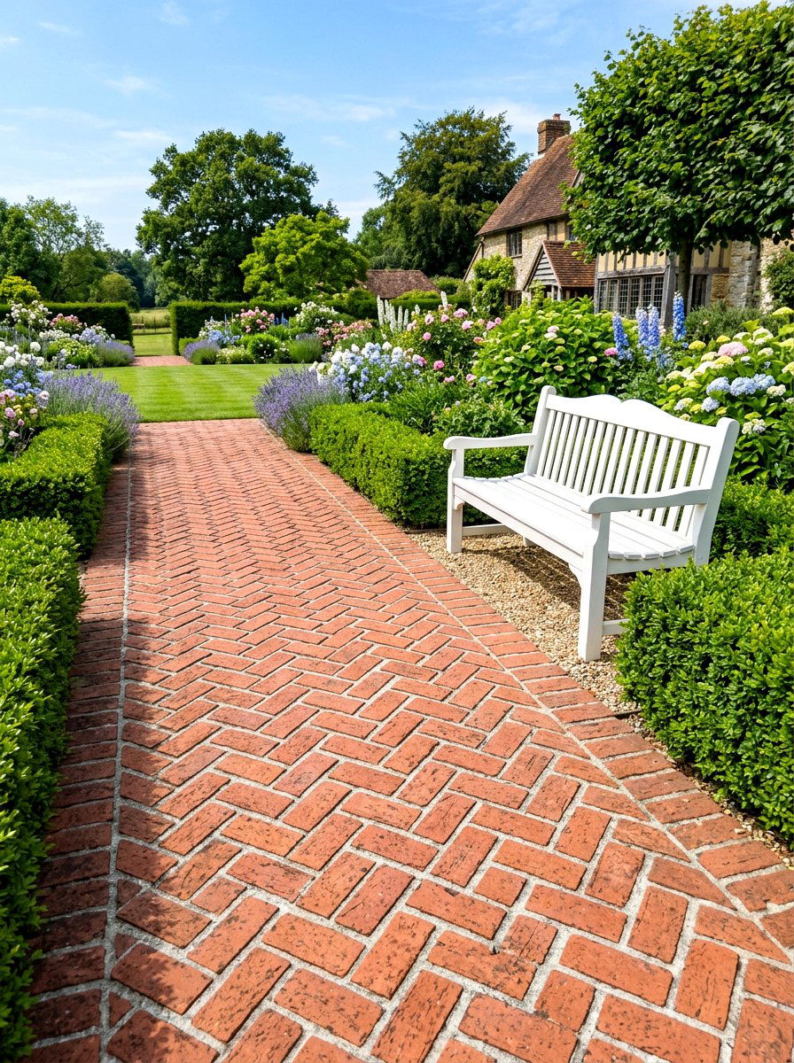 Brick Herringbone Pattern - 30 backyard patio ideas