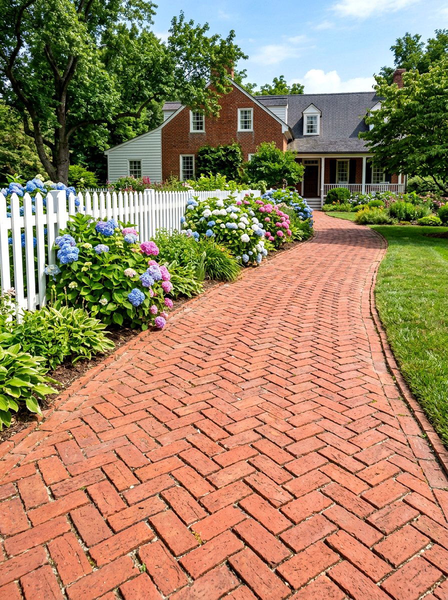 Brick Herringbone Walkway - 30 side yard walkway ideas