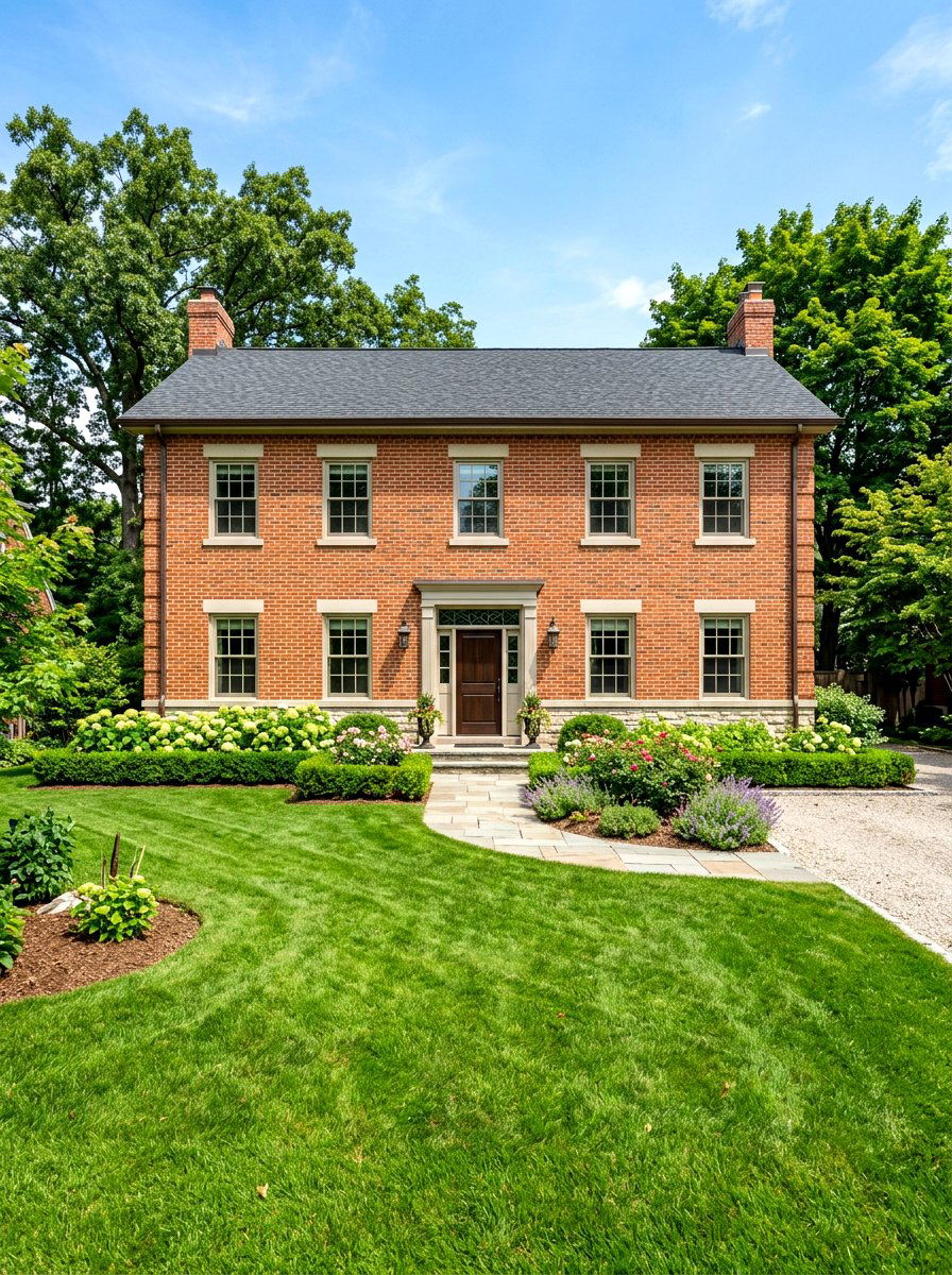 Brick House Limestone Water Table - 30 brick and limestone exterior ideas