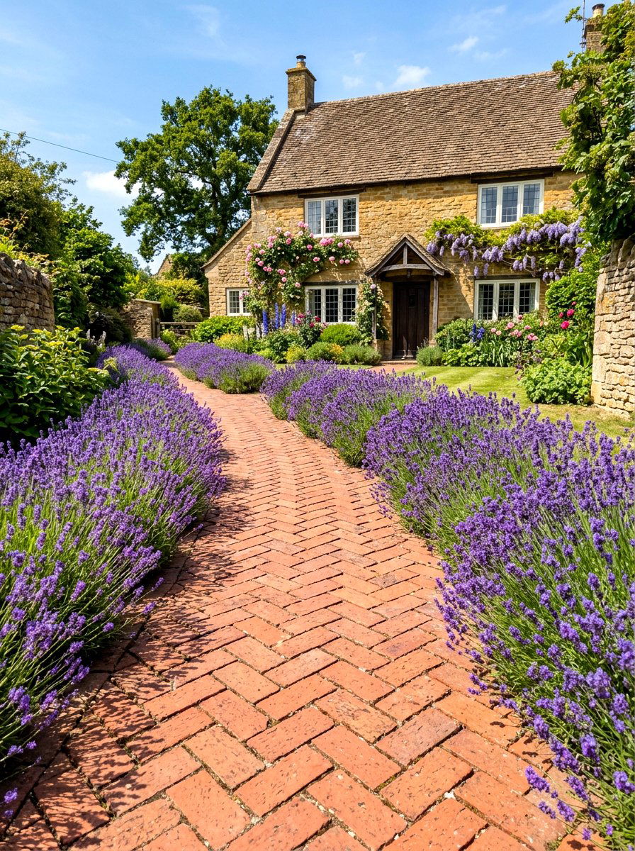 Brick Lavender Path - 30 lavender walkway ideas