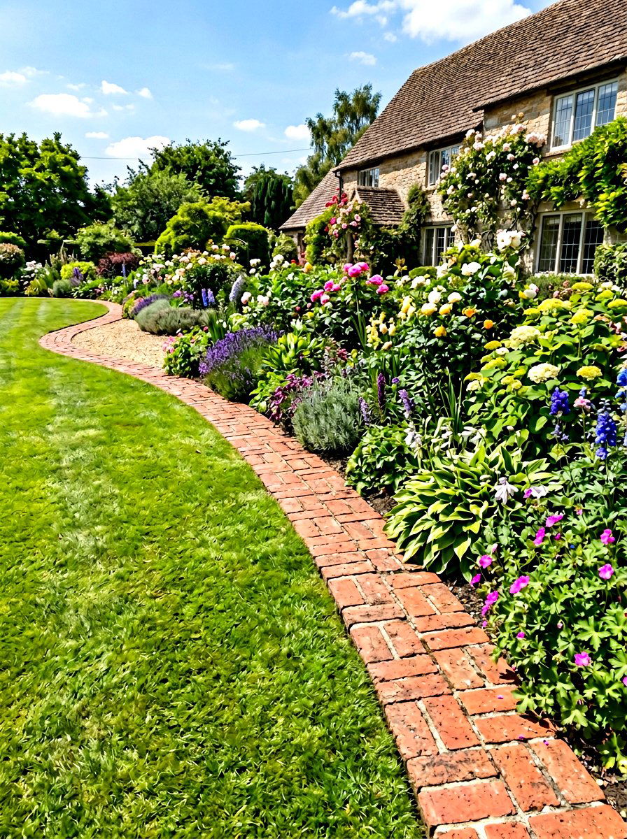 Brick Lawn Edging - 30 mow strip ideas