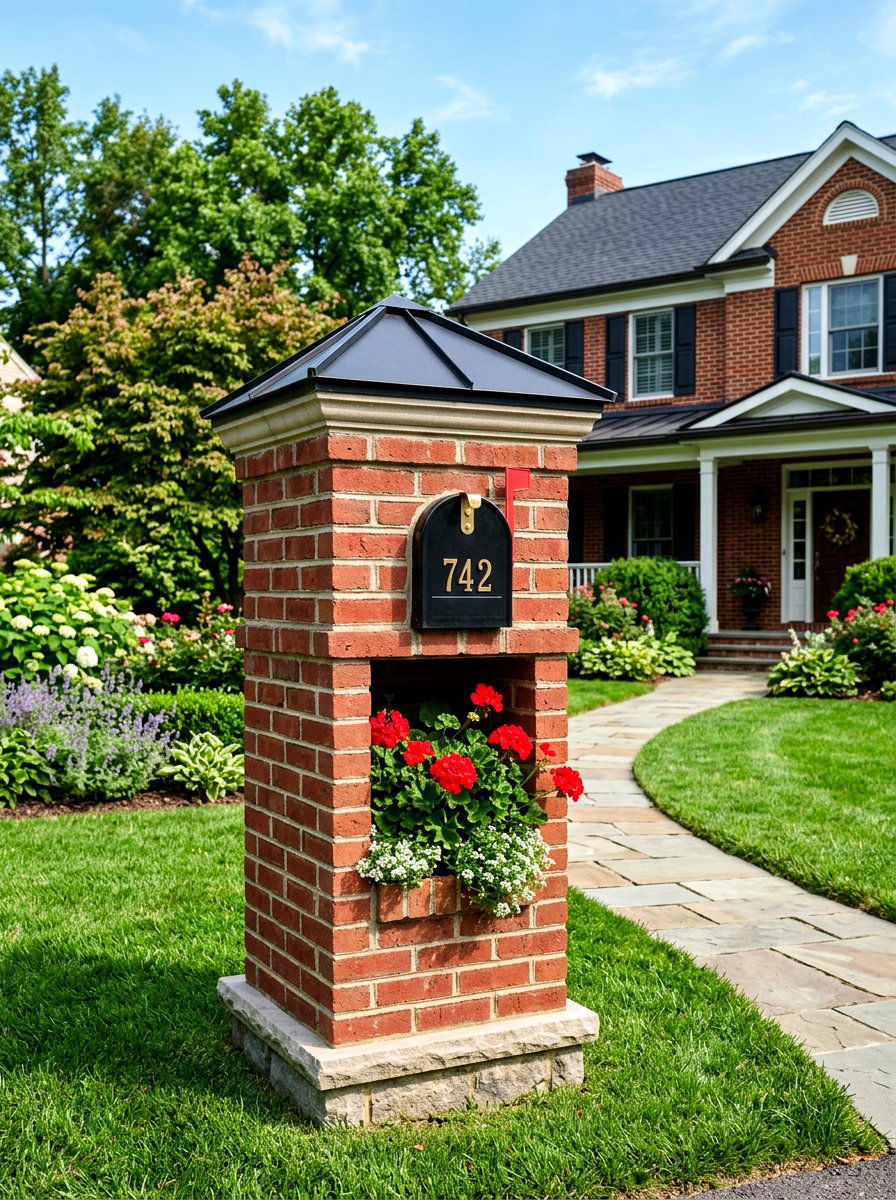 Brick Mailbox Column - 30 mailbox landscaping ideas