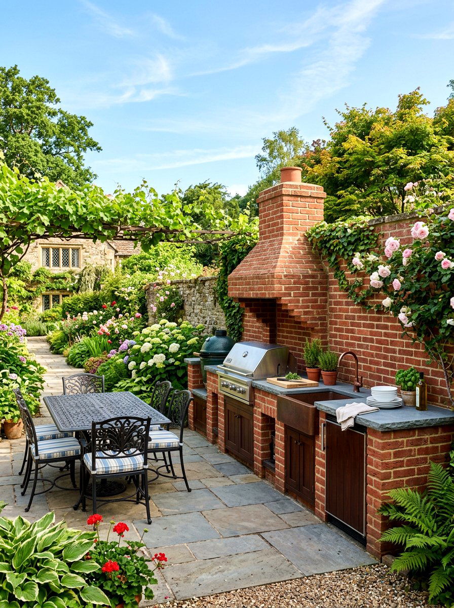 Brick Outdoor Kitchen - 30 outdoor kitchen lounge ideas