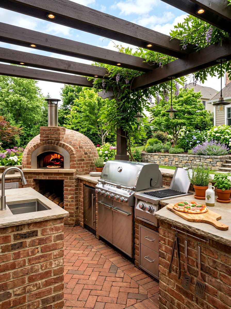 Brick Outdoor Kitchen - 30 brick patio ideas