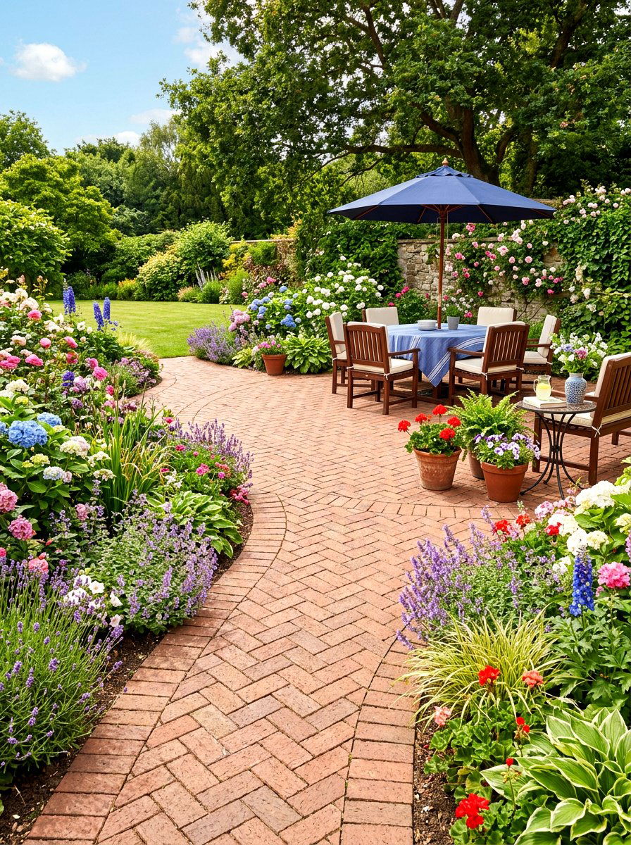 Brick Path And Patio Combo - 30 brick courtyard patio ideas