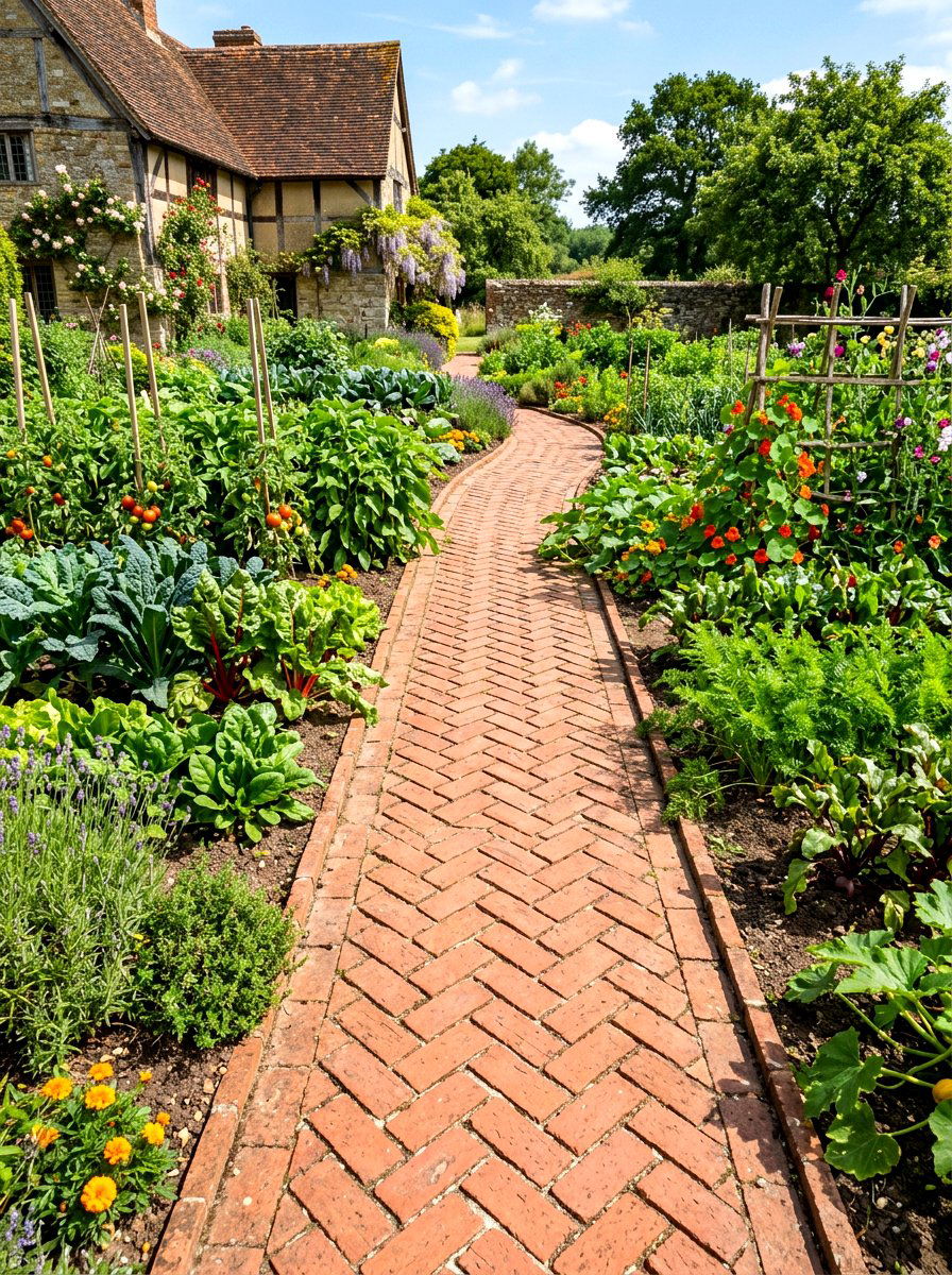 Brick Pathway Pattern - 30 potager garden ideas