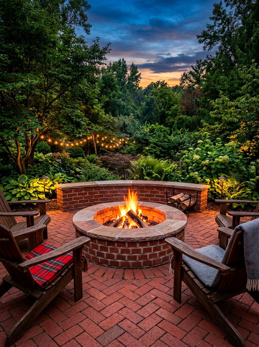 Brick Patio Fire Pit - 30 brick patio ideas
