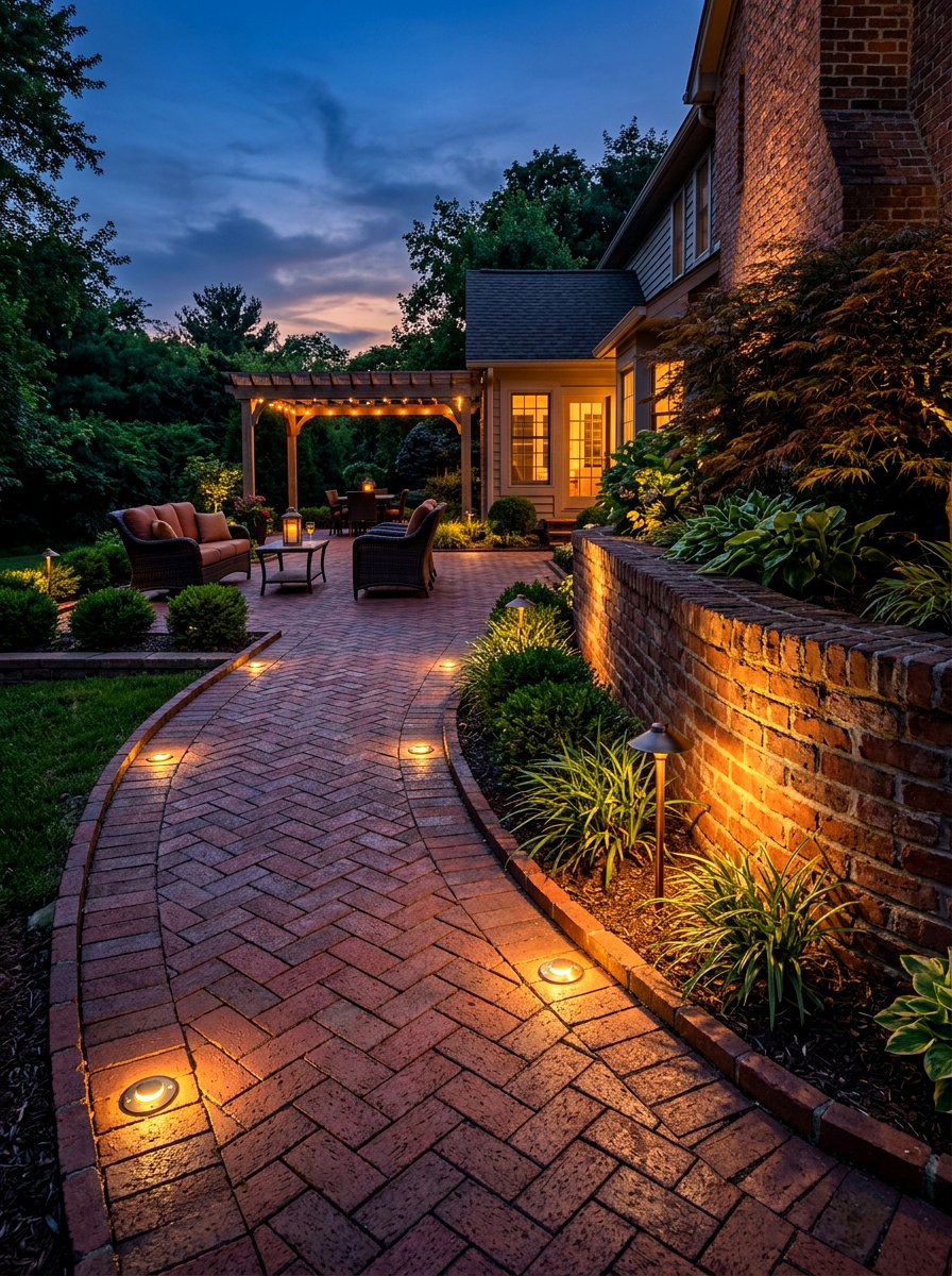Brick Patio Lighting - 30 brick patio ideas