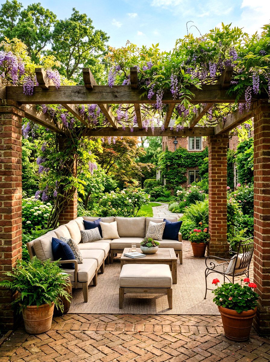 Brick Patio Pergola - 30 brick patio ideas