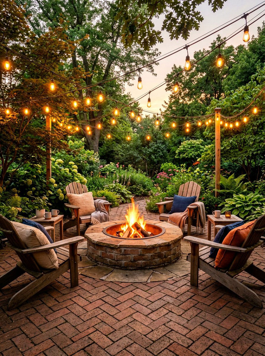 Brick Patio With Fire Pit - 30 brick courtyard patio ideas