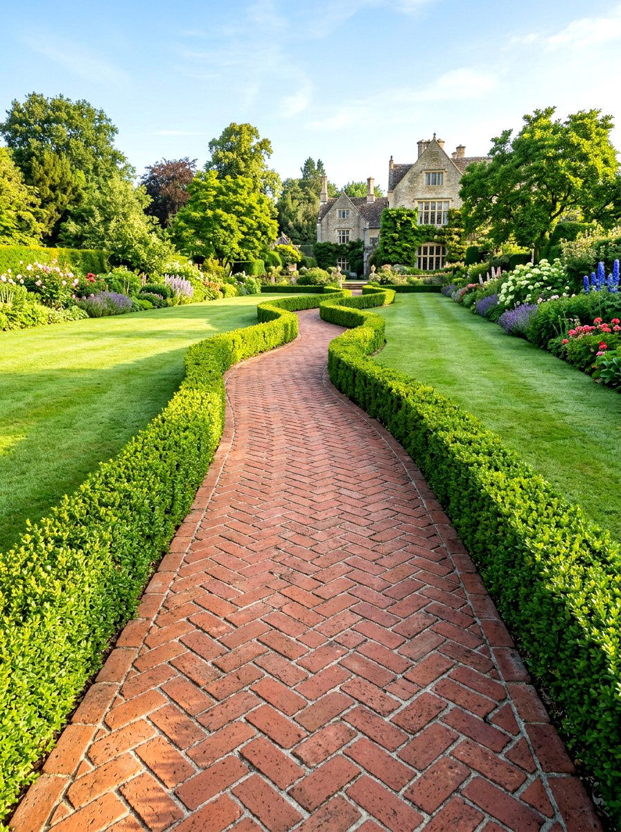 Brick Paver Garden Path - 30 curved walkway ideas