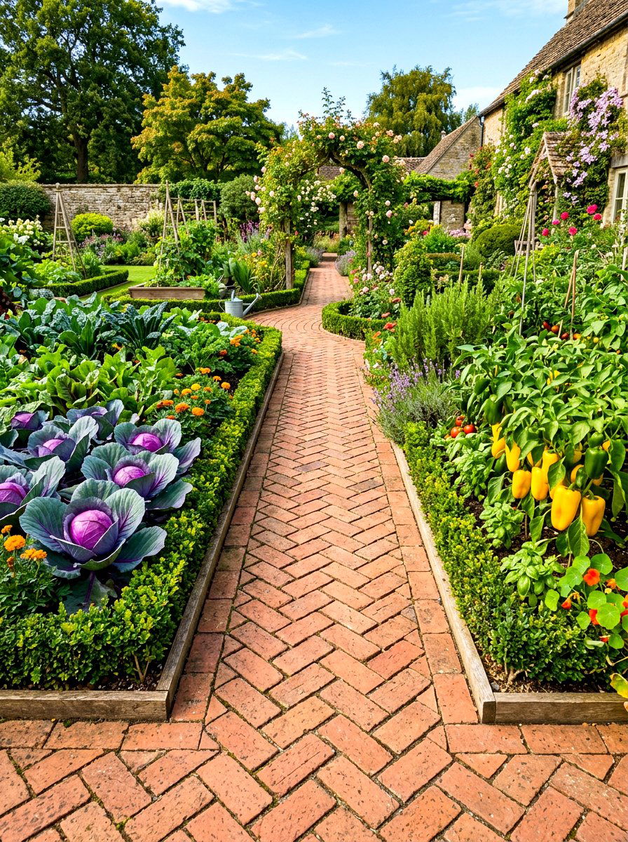 Brick Paver Path - 30 raised bed path ideas