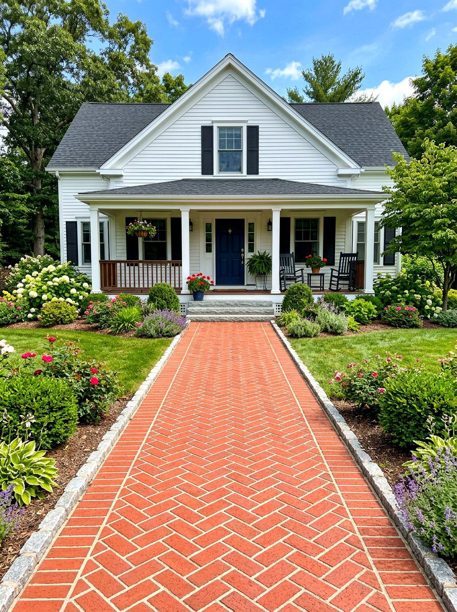 Brick Paver Walkway - 30 farmhouse front yard ideas