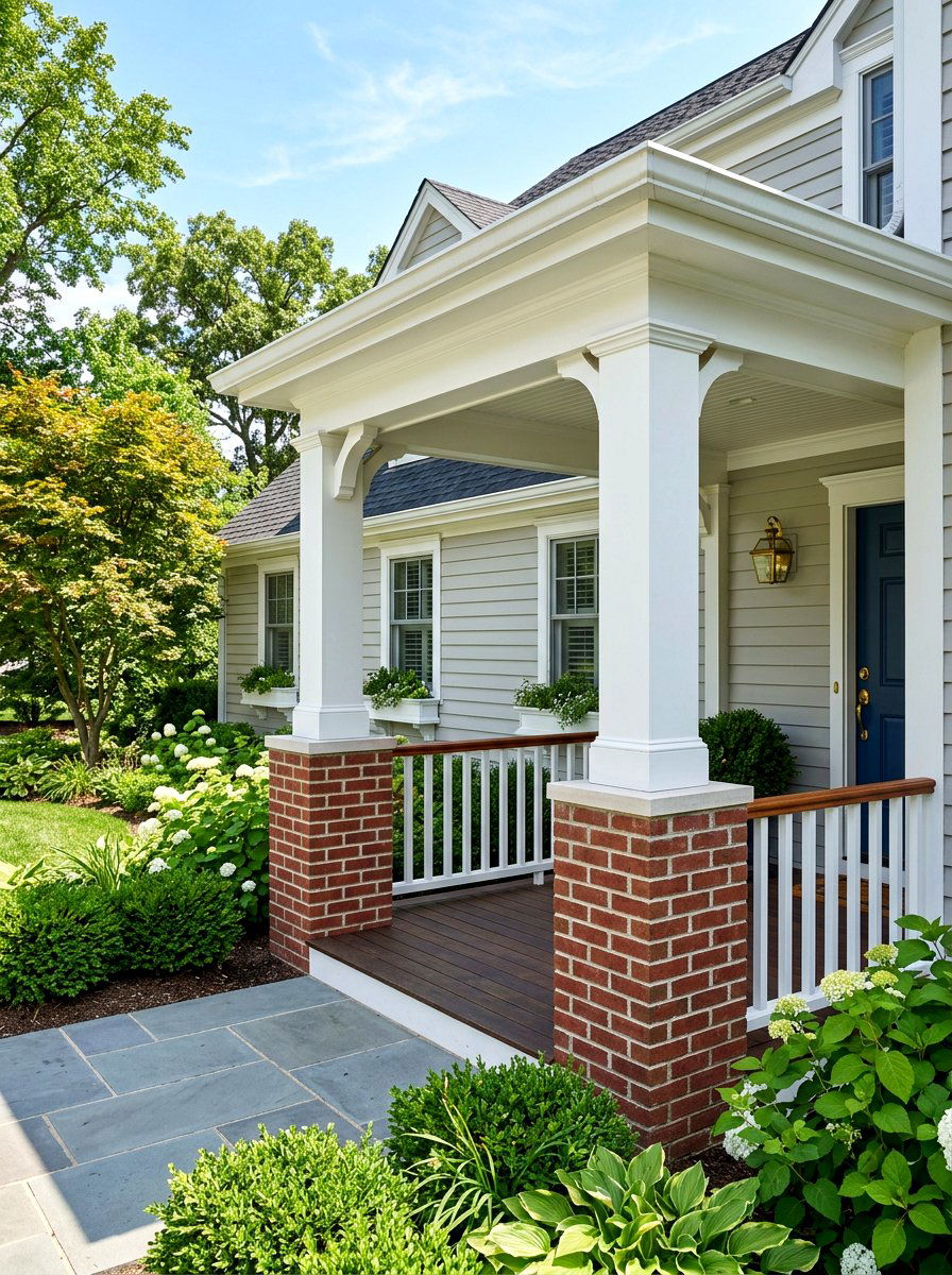 Brick Pedestal Porch Column - 30 farmhouse porch columns ideas