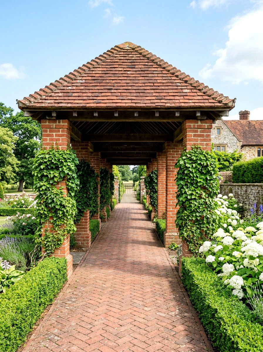 Brick Pillar Covered Walk - 30 covered walkway ideas