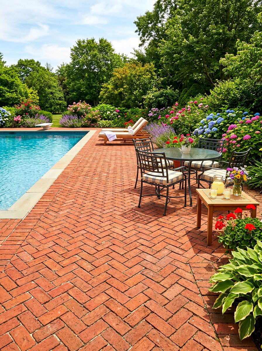 Brick Pool Deck - 30 pool deck ideas
