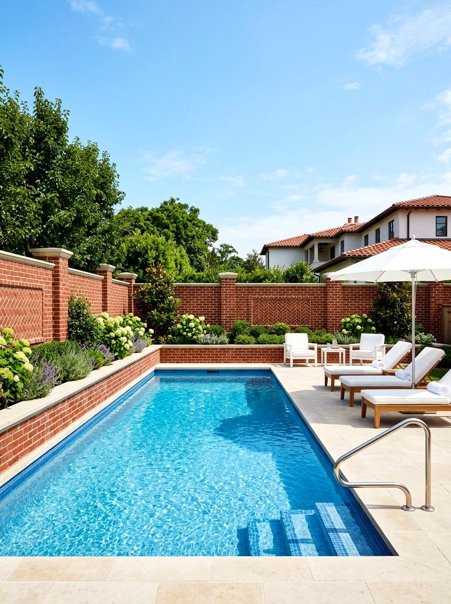 Brick Privacy Fence - 30 pool privacy ideas