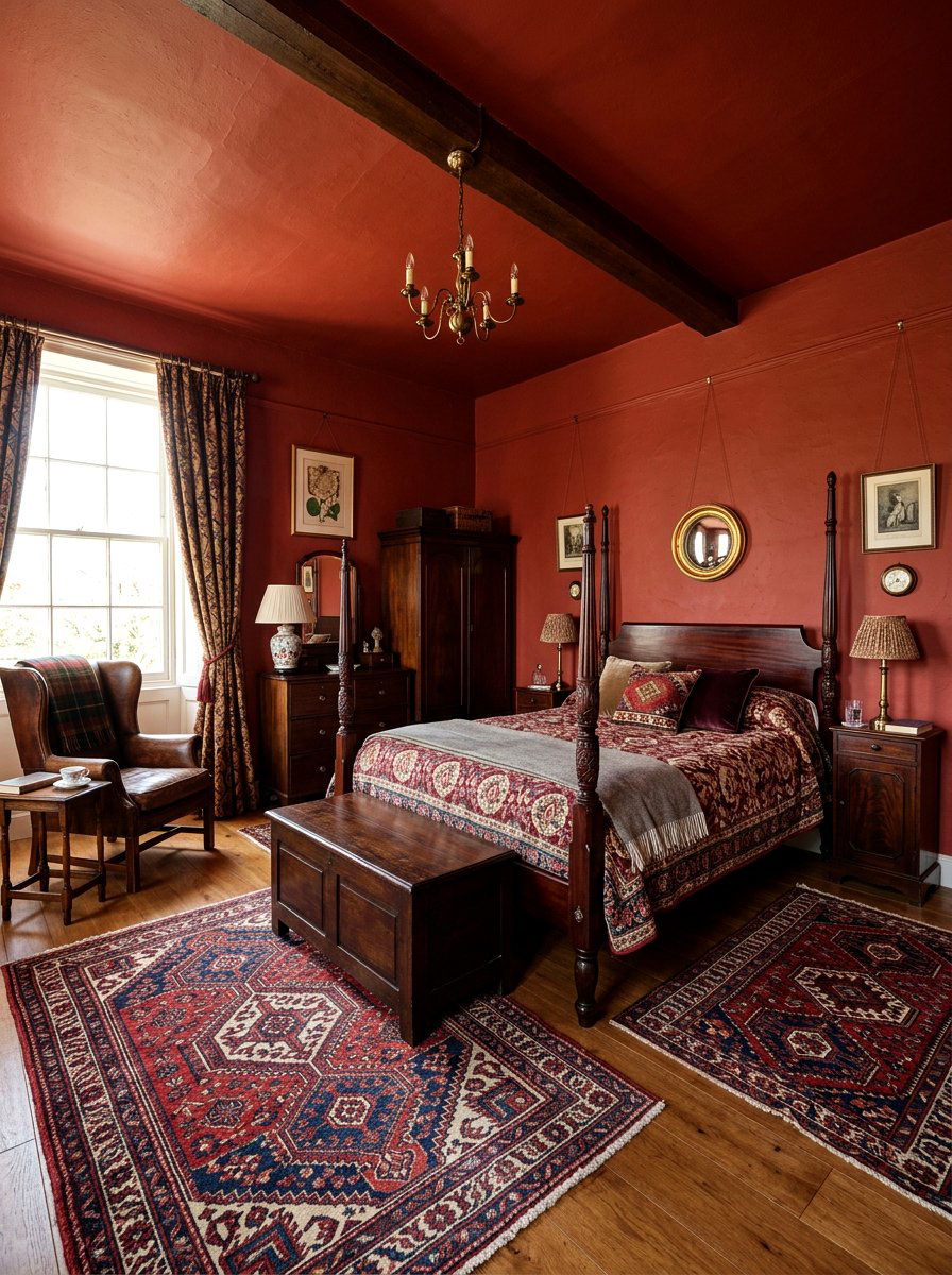 Brick Red Bedroom - 30 color drenched bedroom ideas