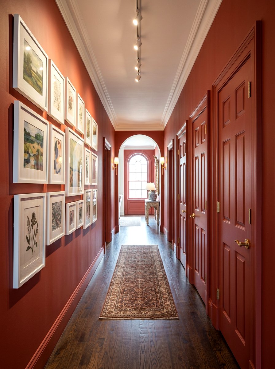 Brick Red Hallway - 30 fall color drench ideas