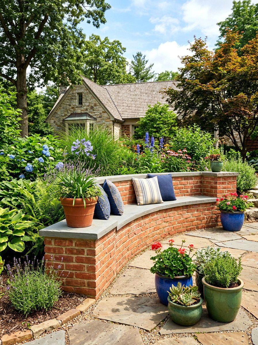 Brick Seating Wall - 30 brick patio ideas