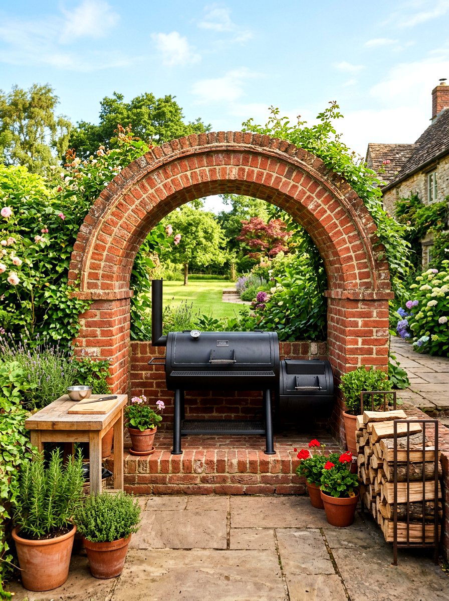 Brick Smoker Nook - 30 smoker patio corner ideas