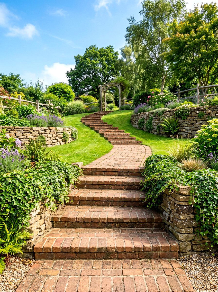 Brick Step Path - 30 brick walkway ideas