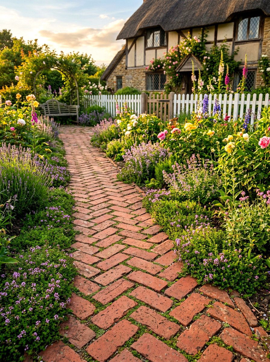 Brick Stepping Stones - 30 stepping stone walkway ideas