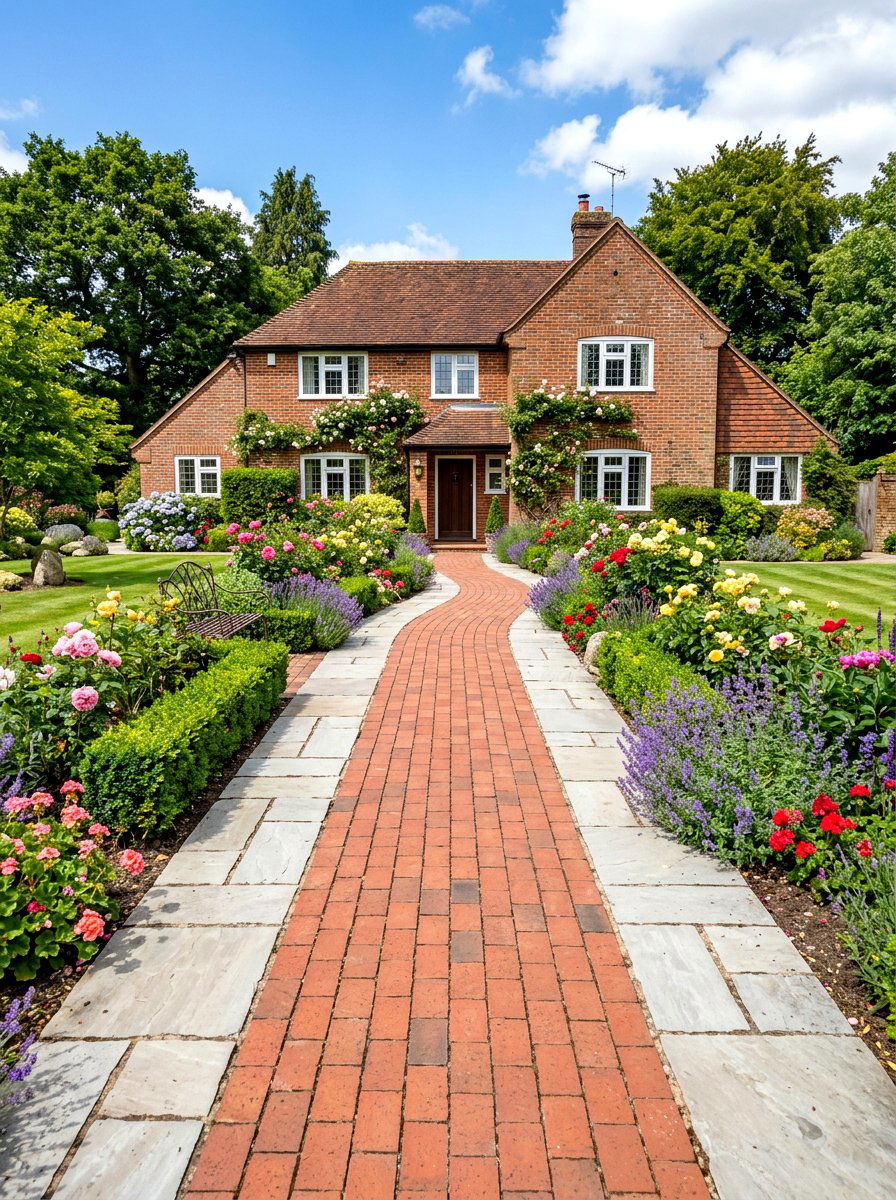 Brick Stone Combination - 30 front walkway ideas