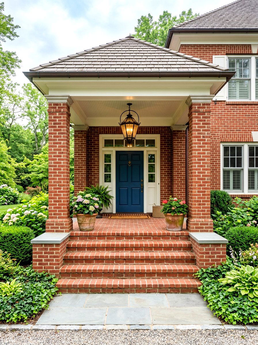 Brick Stoop Under Portico - 30 brick stoop ideas