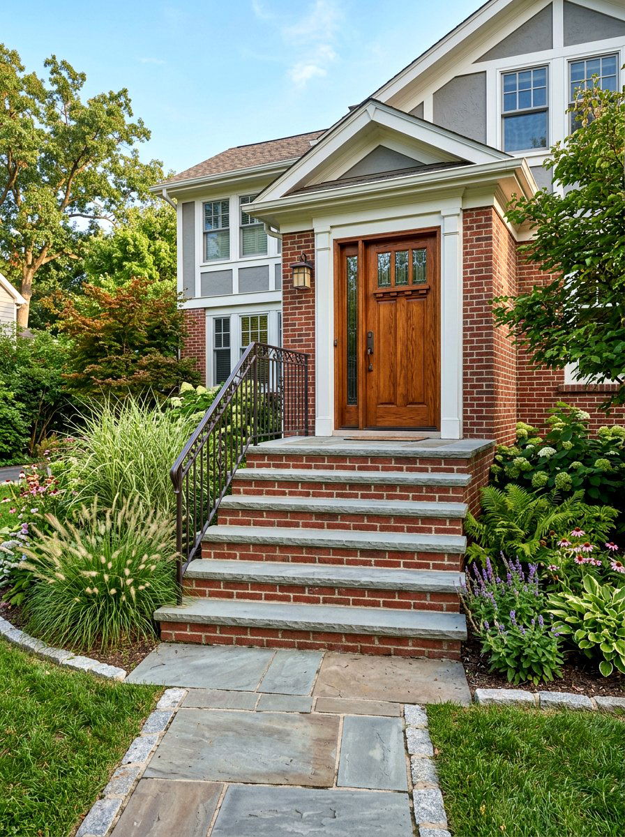 Brick Stoop With Bluestone Treads - 30 brick stoop ideas