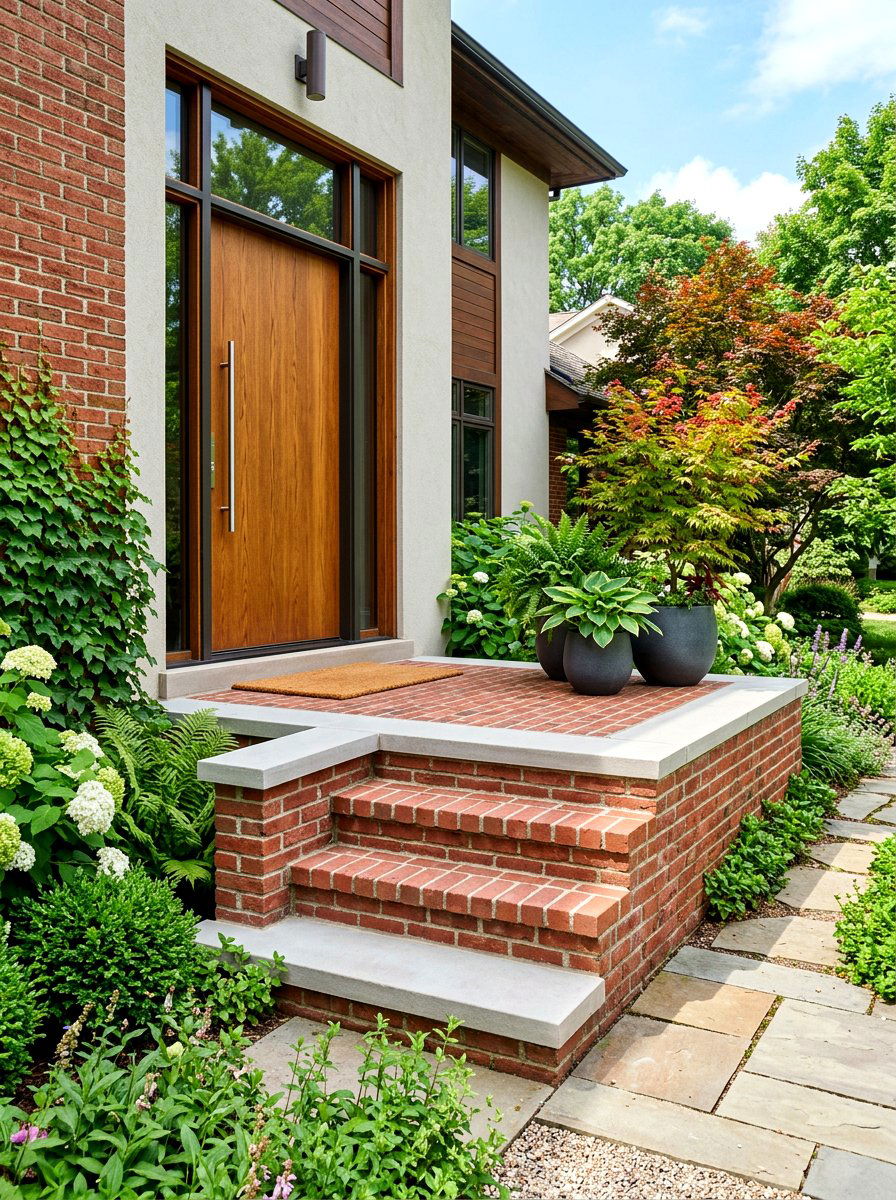 Brick Stoop With Concrete Caps - 30 brick stoop ideas