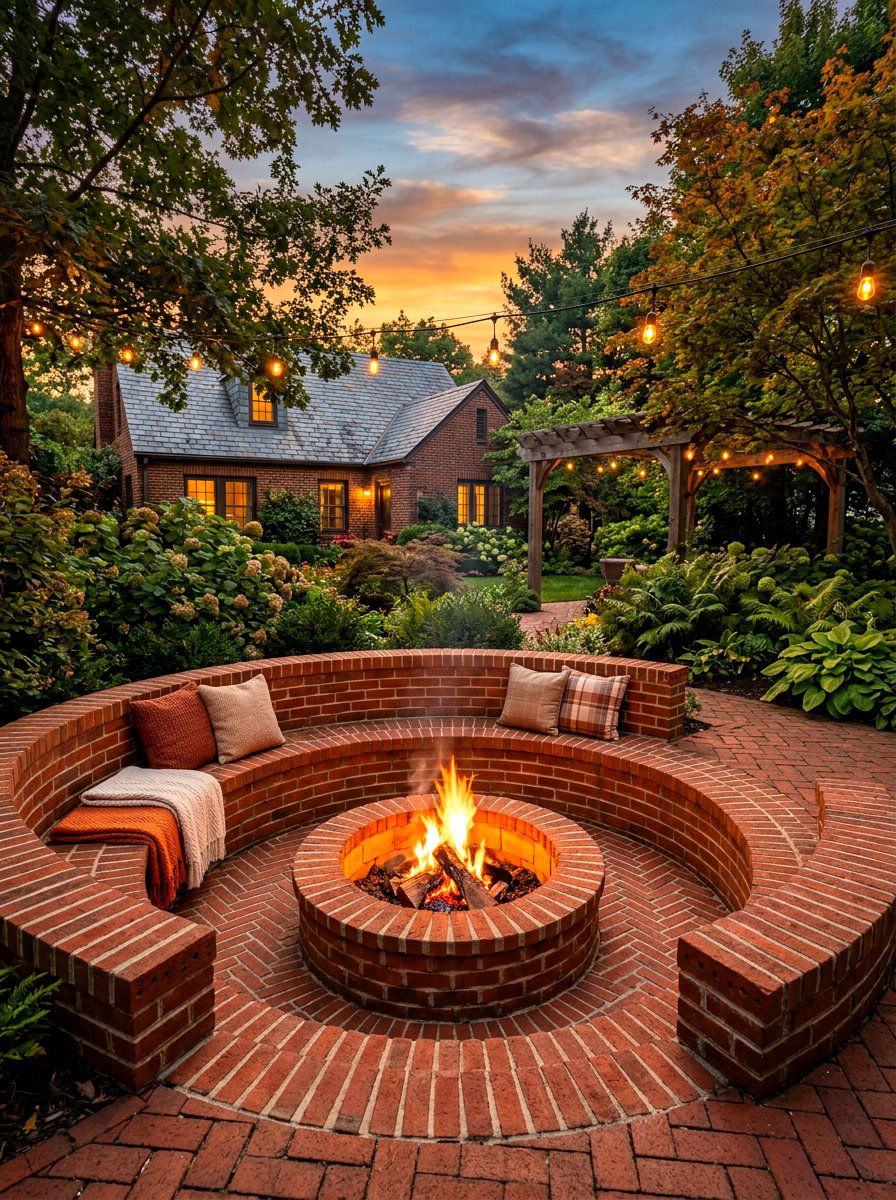 Brick Sunken Fire Pit - 30 sunken fire pit ideas