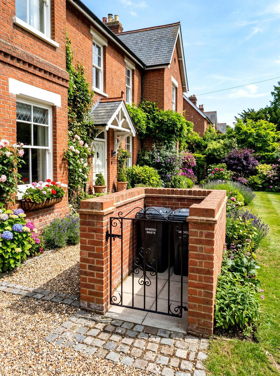 Brick Trash Nook - 30 trash enclosure privacy ideas